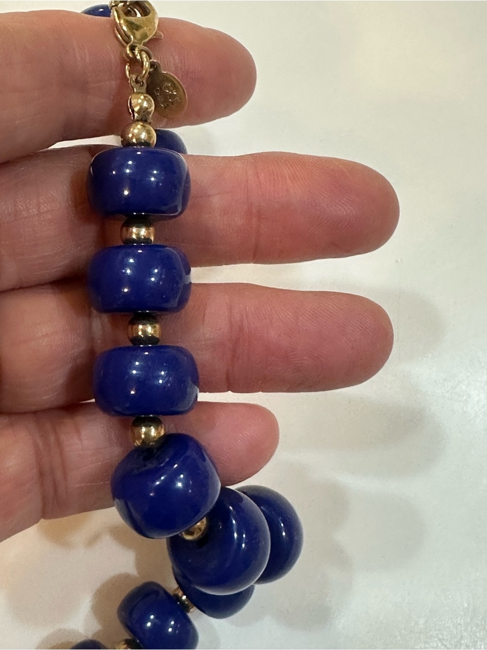 Vintage KJL Kenneth Jay Lane Cobalt Blue Resin Bead Necklace Unbranded Earrings - Picture 4 of 13